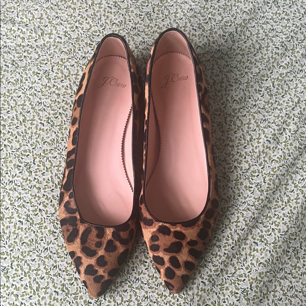 J. Crew Leopard Print Pointed Toe Flats in Brown and Black Size 10